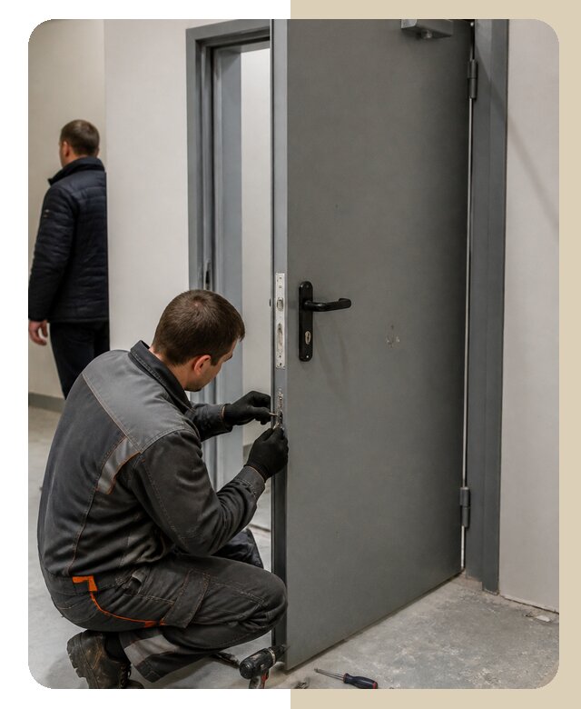 Ремонт противопожарной двери в Барабинске по цене 6602 р. | Дверной
